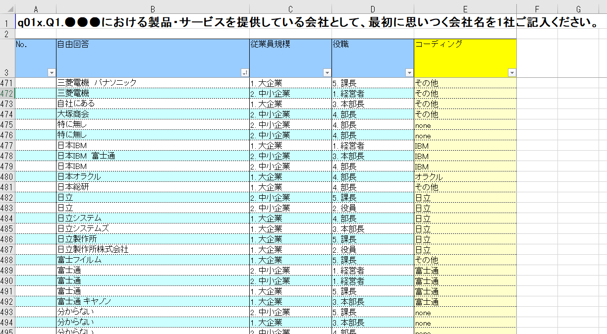 アフターコーディング作業のキャプチャ
